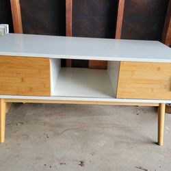 White and Natural Wood Storage Coffee Table