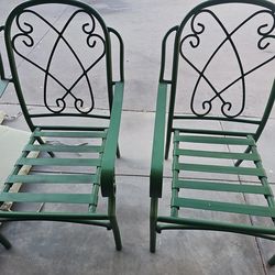 Vintage Iron green chairs  1960 plus cushions 300 heavy Duty Iron