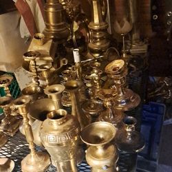 Brass Trinkits To Vintage Cadle Hoders Ect