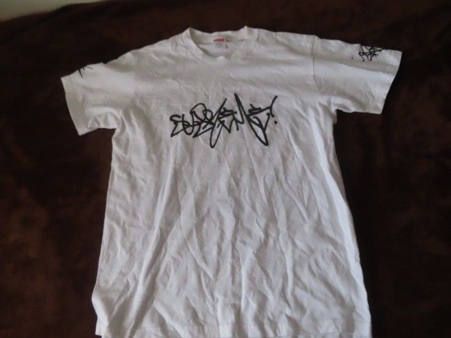 SUPREME RAMMELLZEE TAG BOMBERISM GRAFFITI BOX LOGO TEE SHIRT WHITE BLACK MEDIUM
