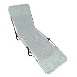 Vintage Outdoor Sun Patio Chaise Lounger Lawn Lounge Chair White Mesh Metal Frame Adjustable RARE