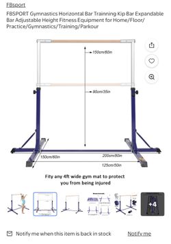 FBSPORT Gymnastics Horizontal Bar Trainning Kip Bar Expandable Bar Adjustable Height Fitness Equipment for Home/Floor/Practice/Gymnastics/Training/Par