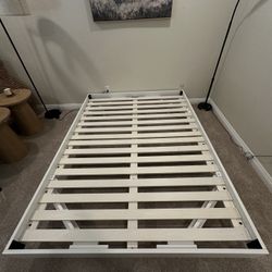Queen White Wood Bed Frame 