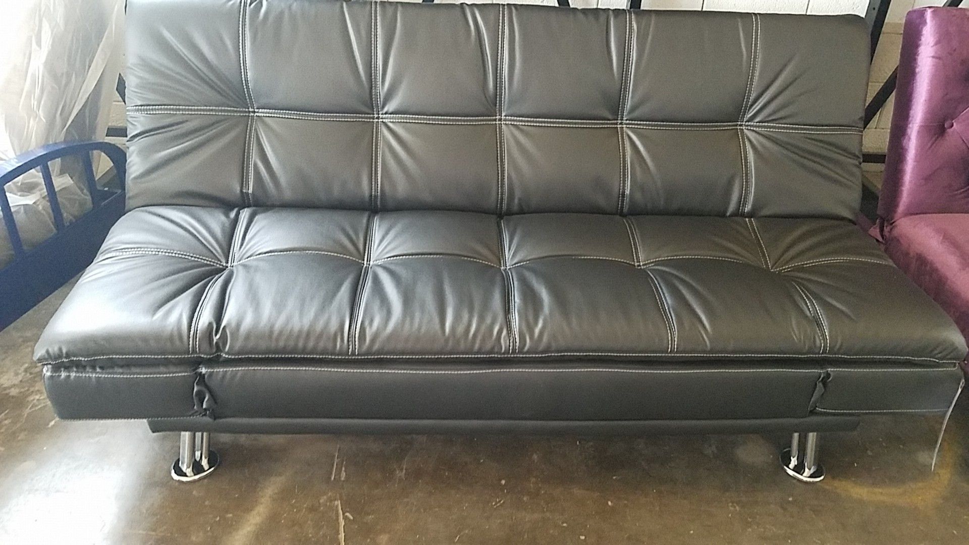 Black Leather Sofa Sleeper Futon