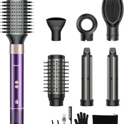 7 in 1 Blow Dryer Brush and Hair Dryer, Hot Hair Styler with Negative Ion 110,000 RPM Hair Straightener Brush for Fast Drying Straightening Curling Vo