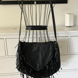 Fake Leather Bag With Fringes, Made In Italy 