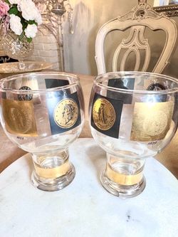 Stunning 1960s Vintage Cera "Gold Coin" Beer Goblets – Set of 2