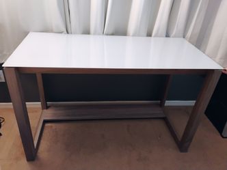 Desk- Glass top with wooden legs