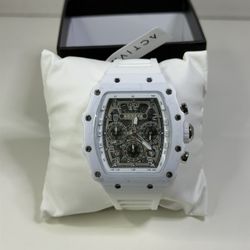 Activa x Invicta ACW2305-006 Men’s Skeleton Chronograph Watch White Strap 44mm NEW 