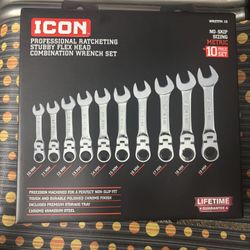 Icon Ratcheting Stubby Flex Head Combination Wrench Set
