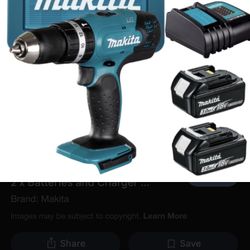 Mikita Drill With 2 Batteries And Charger With Box  18v