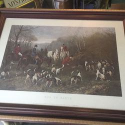 Framed Old Print Run To Earth 