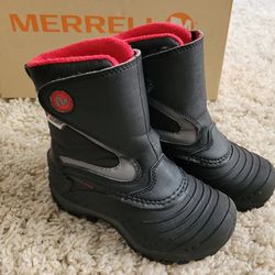 MERRELL Black/Silver Unisex Select Dry Warm  Insulation Snow Boot Kis/ Children's Size 10
