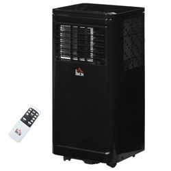 8,000 BTU Portable Air Conditioner Cools 170 Sq. Ft. with Dehumidifier, Fan, Remote and Wheels in Black