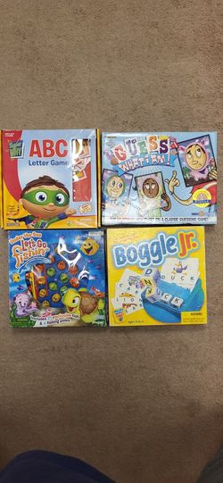 Games For Kids ( Let's Go Fishing  / Boogle Jr./ ABC Letter Game / Guess What I Am).  $10 EACH