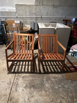 Teak Patio Rocker Set (2 rocking chairs)