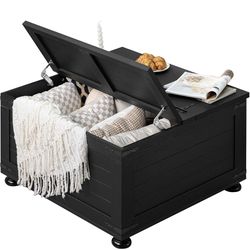 Farmhouse Coffee Table with Hidden Storage,Wood Square Center Table for Living Room, Large Rustic Cocktail Tables with Flip-Top Lids, Farm House Table