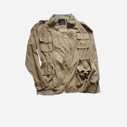 Love Tree Jacket Womens Small Military Olive Green Zip And Button