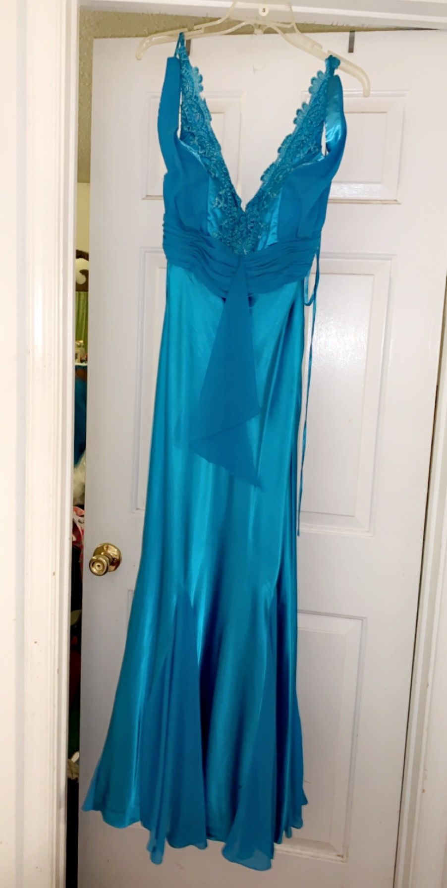 Sky Blue Sequins Prom Dress