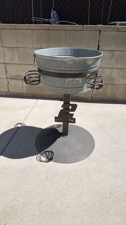 Galvanized Tub Beverage Stand with Cup Holders