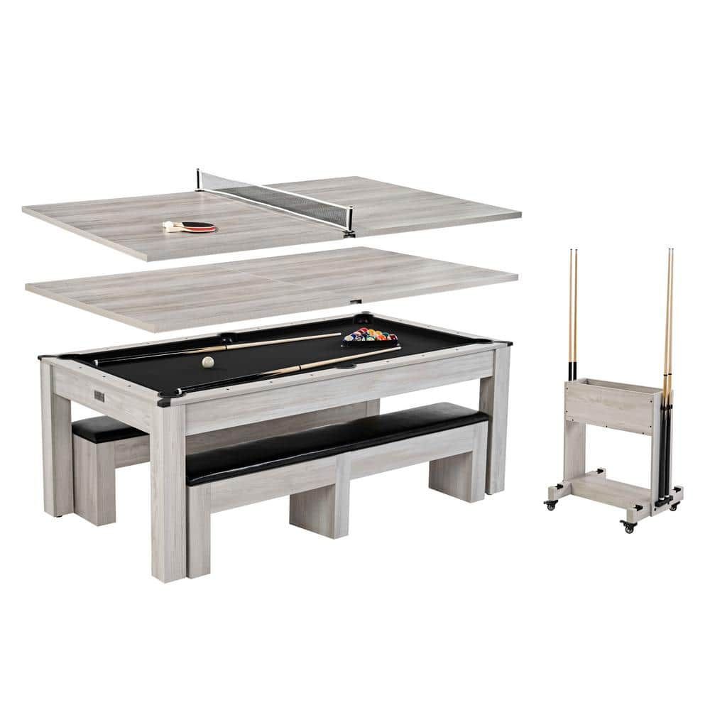 7 Ft. Monteray Pool Table 3-in-1 Dining Top Table Tennis with Accessories Grey by Barrington Billiards
