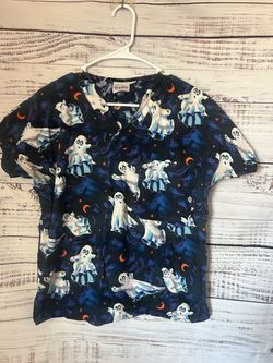 Vintage halloween ghost scrub top size small