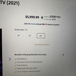 Sony Bravia 83” 2022 year like new