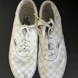 White checkered Vans 