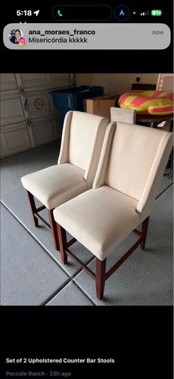 Set of 2 Upholstered Counter Bar Stools