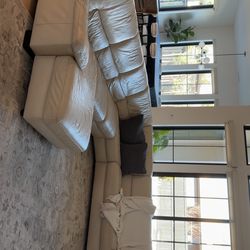 Off white leather sectional