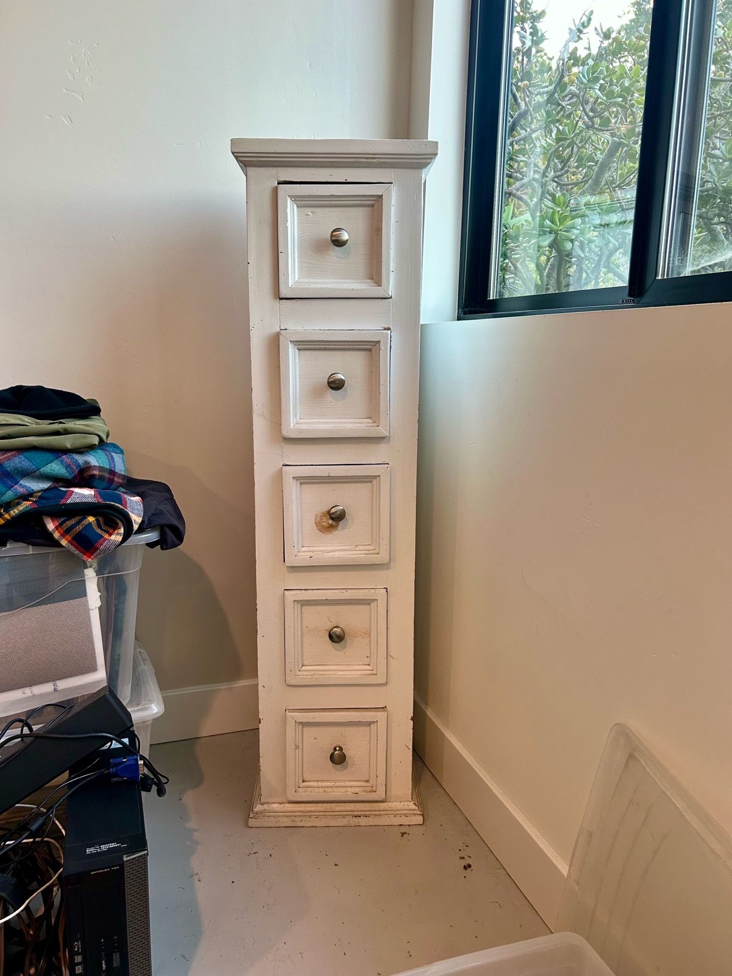 Storage Tall chest of drawers small skinny dresser office white wood wooden