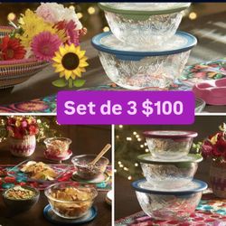 Set De 3 Conteiner Especial $100.00 Para Guardar Comidas  Postres Ensaladas Hornear Princess House Ventas Finales 
