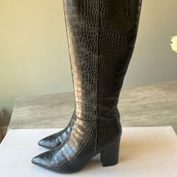 Nine West Black Textured Knee-High Boots – Size 8