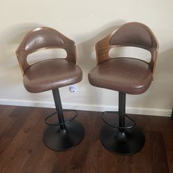 Adjustable wood leather and metal kitchen barstools counter stools Bar Stools 