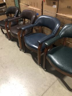 Solid wood And Leather Accent Chairs - BRAND NEW - Multiple Units Of each Color But Selling Out FAST
