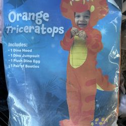 Orange triceratops dinosaur baby costume
