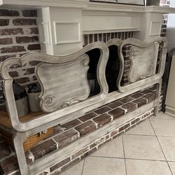 Gorgeous Refinished Vintage Solid Wood King Size Headboard