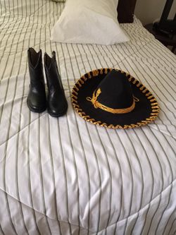 Mexican Charro Sombrero And Boots Kids Size ,size 8 Toddler