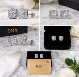 New Moissanite Square Halo Earrings – S925