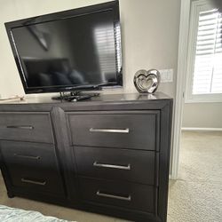 Six Drawer Dark Gray Dresser