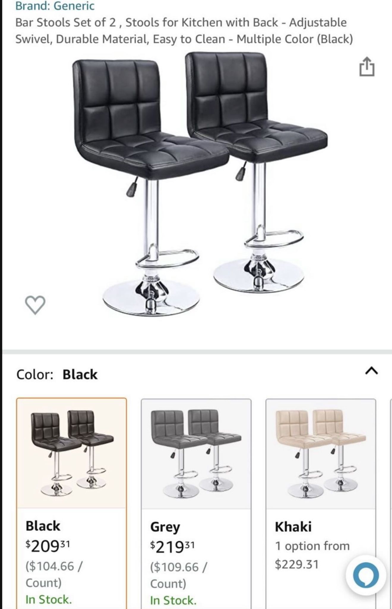 2 black bar Stools