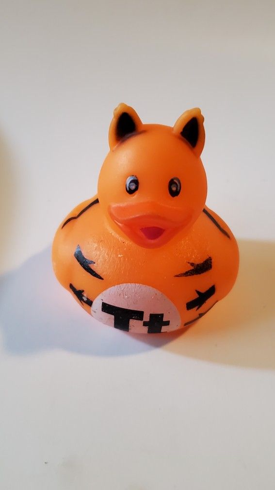 Small Tiger Rubber Duckie Duck Toy Figurine 