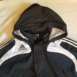 Adidas Men's 3 Stripes Active Windbreaker Hoodie Large. Great condition. Smoke free home.