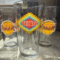 Lakers Glass Beer Cups Tecate Bud light Budweiser