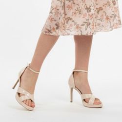 Nude Patent Strappy Stilettos - Kelly & Katie 8.5