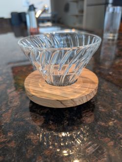 Hario V60 Glass Dripper with Olive Wood Base (Size 02)