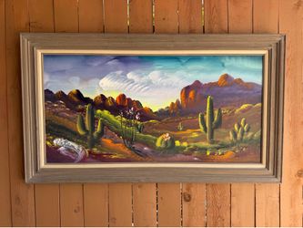 Vintage large original Desert Landscape oil painting