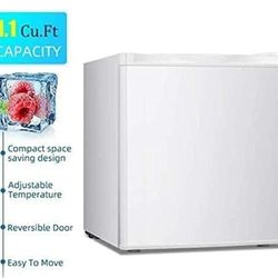 Antarctic Star Compact Chest Upright Freezer Single Door Reversible Stainless Steel Door, Compact Adjustable Removable Shelves for Home Office, 1.1 cu