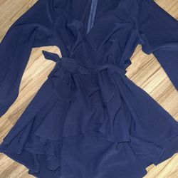 Women Blue Long Sleeve Size M Romper 