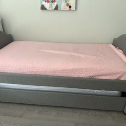For sale- Upholstered Twin/Trundle With Mattresses 